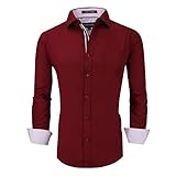 Alex Vando Mens Rayon Dress Shirts Wrinkle Free Regular Fit Stretch Button Down Shirt,Burgundy,M
