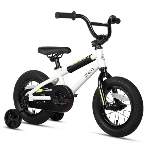 cubsala 12 Inch Kids Bike BMX Style Bicycle with Training Wheels Coaster Brake for 1 2 3 4 Years Old Boys Girls Toddlers Beginner Riders, White
