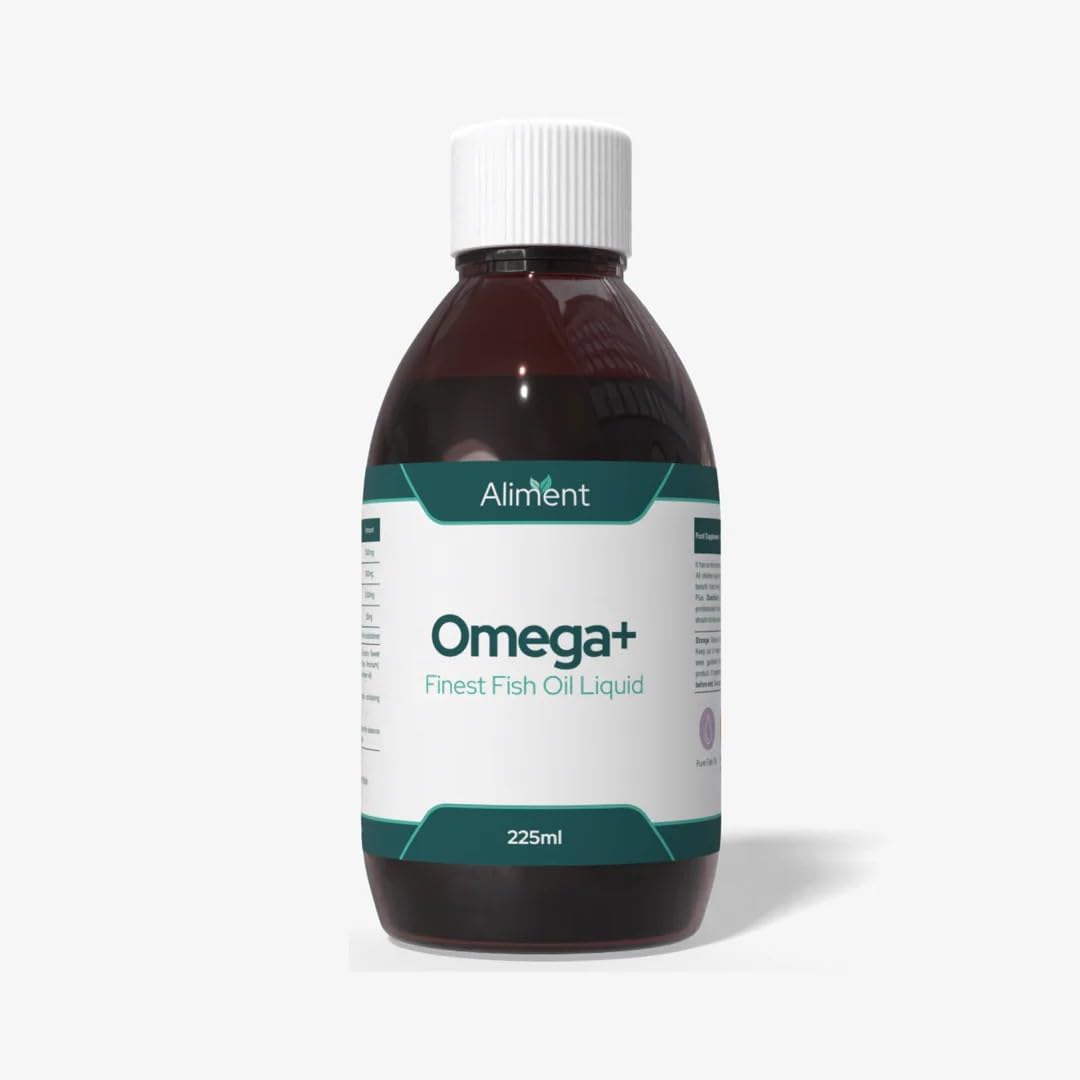 Aliment High Strength Omega-3 Plus Fish Oil Liquid - 2300mg EPA & DHA per 5ml - Molecularly Distilled Pure Fish Oil - Natural Orange Flavour - 200ml