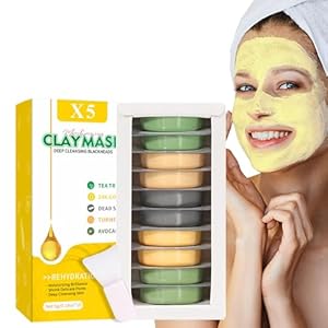 Clay Mask Set 10 Pods – 24K Gold, Avocado, Dead Sea, Turmeric, Tea Tree | Deep Cleansing, Blackhead Removal, Exfoliating, Hydrating | For All Skin Types
