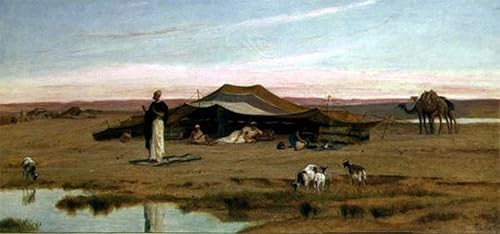 Toile Imprimer Affiche La Prière du Soir du Cheikh de Frederick Goodall Art Huile Premium 60x90cm