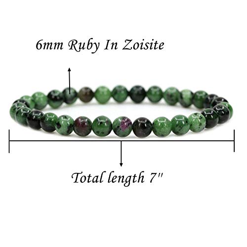 Image of Handmade Gem Semi Precious Gemstone 6mm Round Beads Stretch Bracelet 7 inch Unisex