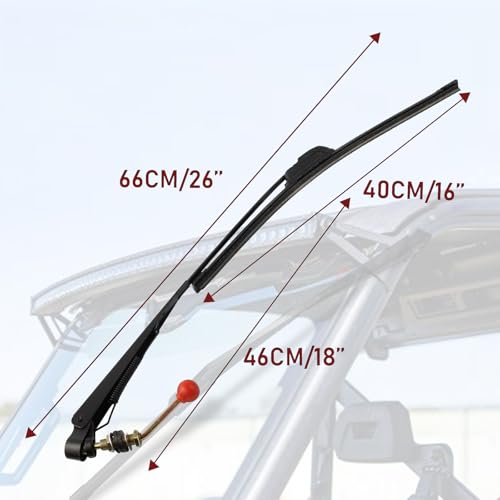 Chikia 15.7" UTV Manual Windshield Wiper for Can Am,Polaris Ranger,RZR,Hisun,CFMOTO,Axis,Massimo,Golf Cart Hand Operated Wiper Blades Assembly Accessories