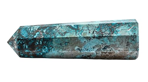 Image of Crystal Heaven Certified Chrysocolla Tower Obelisk Point For Chakra, Healing And Balancing - Aaa Grade Original Certified Gemstone Agate For Reiki Meditation Yoga Spiritual (2-3 Inches)