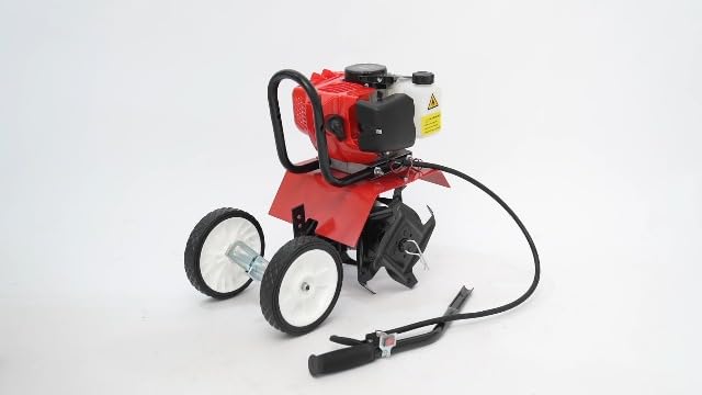Bild 6 - 1900W Gartenfräse Benzin Motorhacke 52CC 2 Takt Mini Pflüger Grubber Kultivator 6500-7000r/min mit 4 Klingen Motorhacke Benzin 0.95L mit Wärmeableitungslöcher Anti-Kollisionsstange