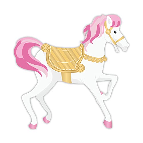 Image of Pretty UR Party Carousel Theme Paper Cutouts for Birthday Parties, Carousel Party Supplies decor, Birthday Party Decoration Cut-Outs - Pink (10 pcs)