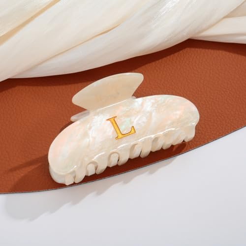 Image of LILIE&WHITE Acrylic Letter Hair Clips For Women Stylish L Monogram Hair Claw Alphabet Hair Clip Fashion Glitter Claw Clips Elegant And Durable Hair Accessory Large Hair Clips L