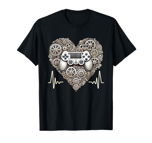 Gamer Heartbeat Steampunk Console Player Gaming T-Shirt