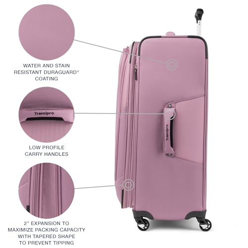 Image of Travelpro Maxlite 5 Softside Expandable Luggage with 4 Spinner Wheels, Lightweight Suitcase, Men and Women, Orchid Pink Purple, Checked-Large 29-Inch