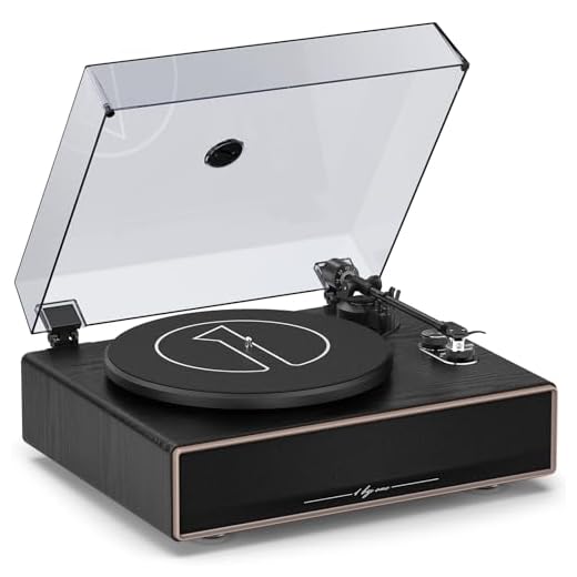 1 BY ONE Plattenspieler mit Lautsprechern, All-in-One Vinyl-Player mit Bluetooth, AT-3600L Tonabnehmer, Riemenantrieb, Phono-Vorverstärker & RCA-Ausgang (33/45 RPM)