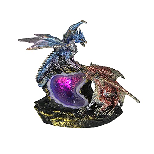 Estatua de dragones batalla LED 6.5 pulgadas