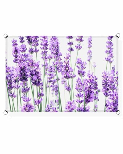 Sun Shade Sails Canopy 8x10 FT, Purple Lavender Flower Plant Pattern UV Protection Outdoor Shade Canopy, Rust Resistant Tear Patio Sail Shade for Sunshade Outdoor Patio Backyard Garden