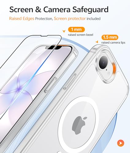Image of FNTCASE for iPhone 17e Case: iPhone 16e Phone Case[Compatible with Magsafe] [Screen Protector] Anti Yellowing Transparent Clear Magnetic Phone Cover - Military Grade Shockproof Cases - Clear