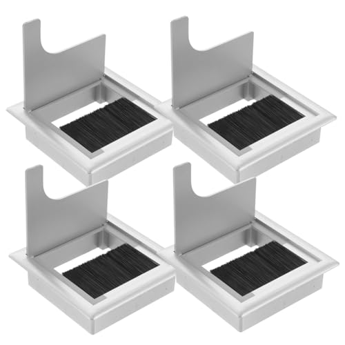 TEHAUX 4 piezas Tapas para Orificios de Cable con Cepillo de Plástico para Escritorios, Bordes Redondeados, Gestión de Cables para Computadoras, Uso en Hogar y Oficina miniatura 4
