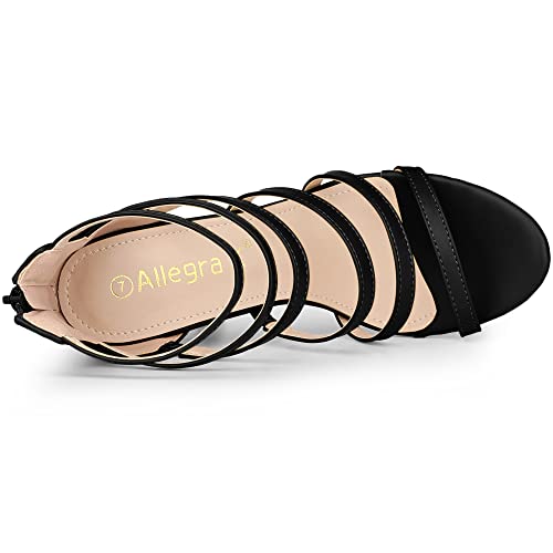 Allegra K Allegra K Women's Platform Gladiator Strappy Indianapolis Stiletto Black Heel Sandals 7.5 M US