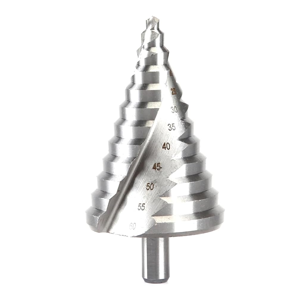 Ctrlzs 6-60Mm Step Drill Bit Spiral Groove Pagoda Hole Metal Sheet Cone Drill Bit Triangular Shank Step Hole Opener Reamer