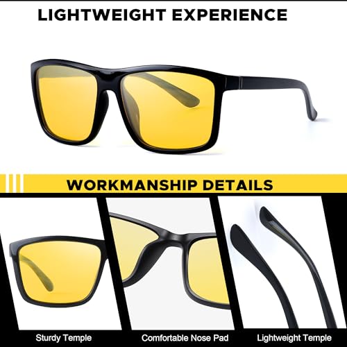 Image of LVIOE Night Vision Glasses for Driving Men Yellow Glasses for Night Driving Anti Glare Polarized N3951