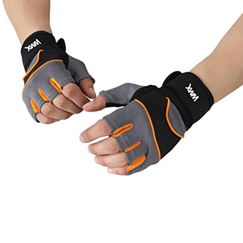 NEVER LOSE WMX Series Fitness Gloves/Weight Lifting Gloves/Gym Gloves/Bike Gloves (XL, Loto), Leather, Black;Orange;Grey