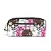 Produktbild Beutel Geldbörse Reißverschluss Gothic Schädel Rosa Blumen Vintage Pen Briefpapier Tasche Kosmetische Schminktasche für Student Boy Girl Pencil Case Large
