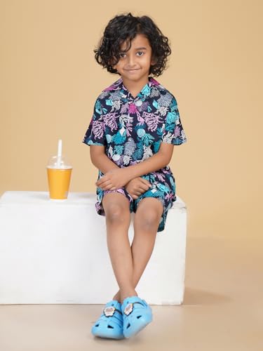 Image of Ninos Dreams Boys Cotton Rayon Coord Set with shorts /Holiday Shirt & Shorts