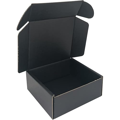5x5x2'' Small Shipping Boxes 25 Pack, Black Corrugated Cardboard Mailers for Small Business, (CM552B25)