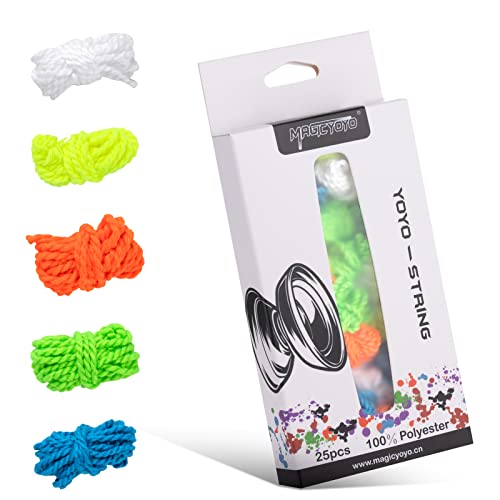 MAGICYOYO 50 Replacement Yoyo Strings - 30 Yellow + 5 Each Blue/Orange/Green/White YO-YO Strings for Kids