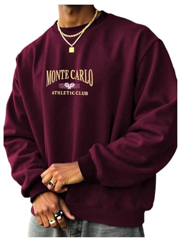 SOLY HUX Men's Letter Graphic Sweatshirt Crewneck Drop Shoulder L...