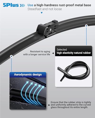 Image of 22 inch+21 inch Windshield Wiper Blades Replacement for Ford Maverick 2022 2023 2024 Original Factory Quality Fit for Top Lock Front Wipers Arm(Pack of 2)