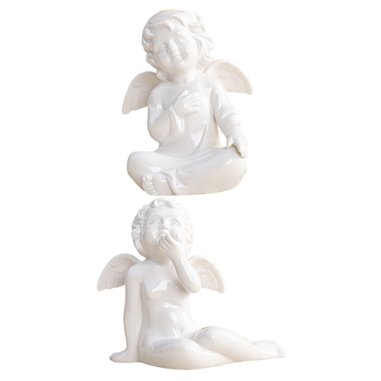 Keramik Engel Skulptur Für Wohn Gartendekoration Handliche Tischdeko Mit Flachem Boden Robustes Material Als Geschenk Zur Hauseinweihung Und Hochzeitsfeier