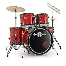KICKSTART YOUR DRUMMING JOURNEY: Master rock, pop, and more with the Gear4Music BDK-1 Full Size Starter Drum Kit, a complete drum set with three tom-toms, snare, bass drum, hi-hat, crash/ride cymbal, drumsticks, and hardware DURABLE CONSTRUCTION: Pla...