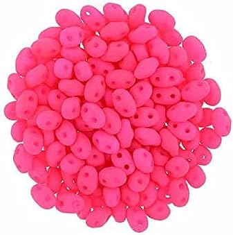 0.18oz Matubo MiniDuo 2-Hole Smaller SuperDuo Glass Beads 2.5 x 4 mm, Opaque red