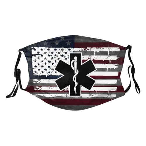 EMS Star of Life EMT Paramedic Medic American Flag Adult Dust Mask Adjustable Dust Face with 2 Filter84