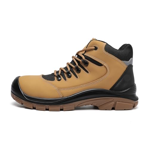 DRKA Men's Steel Toe Work Boots Water Resistant Safety Shoes(18950-yel-45) by DRKA - Used condition - Image 4