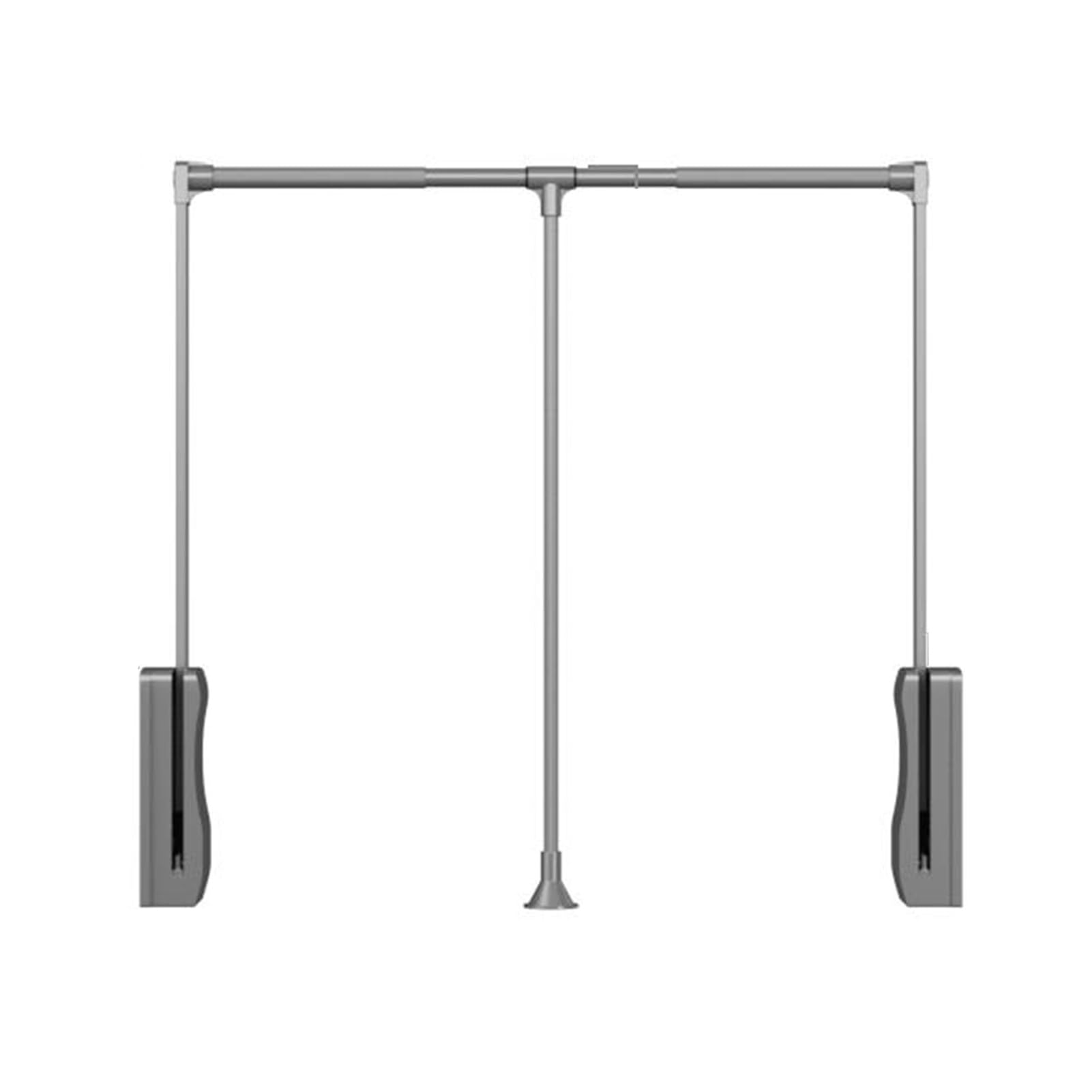 HTTGDGDH Adjustable Pull Down Closet Rod, Soft Return Wardrobe Rail, Space-Saving Hanging Rod For Clothes, Supports 15Kg Load, Fits 930-1250Mm,Grey-930-1250mm