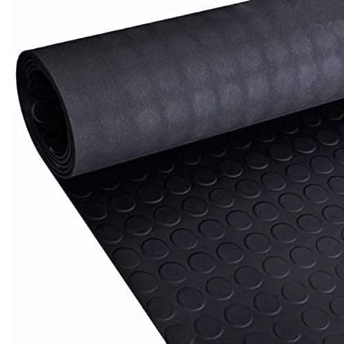 Trident Coin Rubber Flooring 3mm Thick Non Slip Mats For Camper Van, Anti Slip Matting Roll For Shed, Gym, Garage & Workshop. Black Non slip Matting Roll, Length: 1M