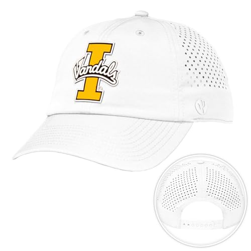 Desert Cactus University of Idaho Snapback Baseball Hat, UI Vandals Unstructured BreezePro Performance Hat with Adjustable Silicone Strap (Design BP1-White)