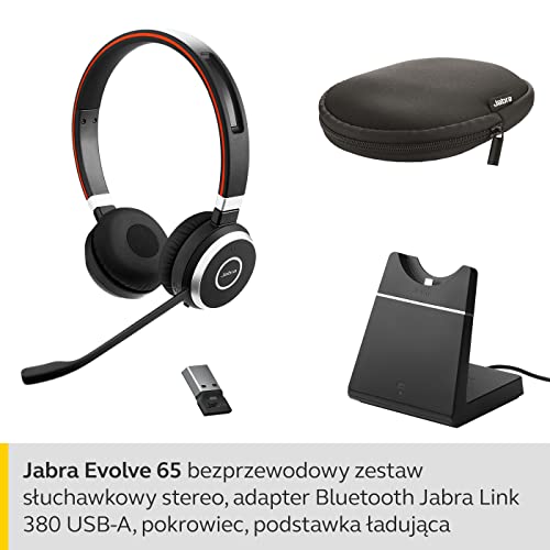 Jabra 6599-823-399 Biznesowy Zestaw Słuchawkowy do Prowadzenia Rozmów Telefonicznych, Czarny/Czerwony