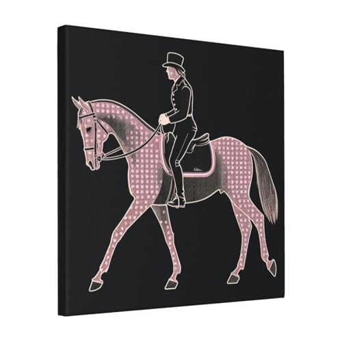Cavalier et cheval sur toile murale moderne de dressage pour bureau 40cm