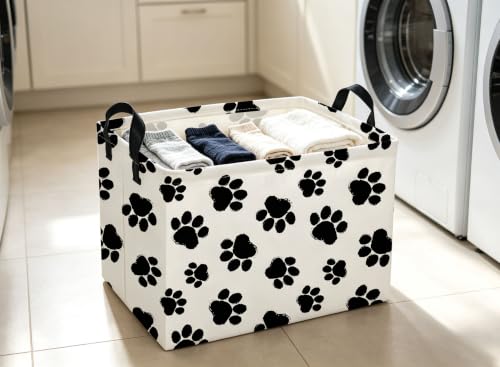 Image of Rectangle Dog Baskets Paw Basket Cute Storage Bin Fish Box for Room Decor Gift Basket(Dog paw)