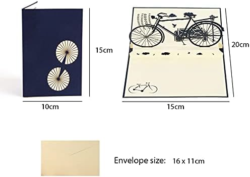 JeoPoom Pop-up Card, 3D Bicycle Cards, Folding Card with Envelope, Fascinating Folding Technology, for Different Occasions Like Valentine's Day, Mother's Day, Birthday