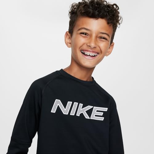 Nike Pro Warm Big Kids' (Boys') Dri-FIT Long-Sleeve Training Top (Black/White, HF4362-010)4