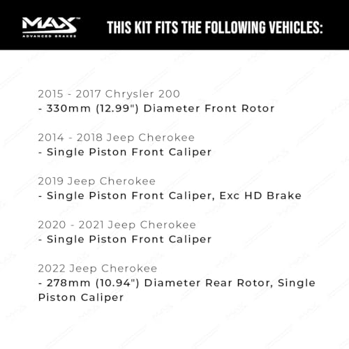 Image of MAX Advanced Brakes - Brake Kit For 2014-2022 Jeep Cherokee (w /Single Piston Fr Caliper), 2015-2017 Chrysler 200| Carbon Ceramic Brake and Rotor Kit Front & Rear| OE Replacement Brake Rotors