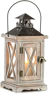 Romadedi Wooden Candle Lantern Rustic Farmhouse - Distressed Wood Candle Holder Lantern Decorative for Vintage Home Decor Shabby Chic Wedding Fireplace Mantel Patio Table Decoration 28 cm , Size S