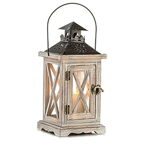 Wooden Candle Lantern Rustic Farmhouse Distressed Wood Lantern Decorative for Vintage Home Decor Shabby Chic Wedding Christmas Fireplace Mantel Patio Table Decoration 112 inch Tall Size S