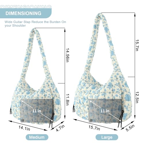 Image of Quilted Puffer Tote Bag Purse Puffy Crossbody Shoulder Bag,Lightweight Nylon Hobo Bag Puffer Carryall Bag for Women Girl