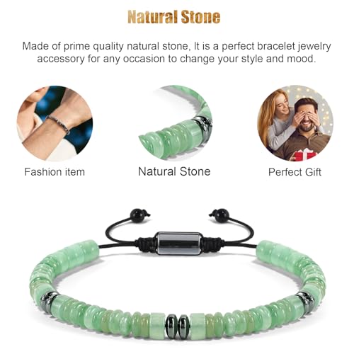 VIBILIA Healing Crystal Bracelets Beaded Bracelets for Men Women Natural Stone Adjustable Bracelets Unique Gifts for Father Son Grandfather Brother Friend - Image 4