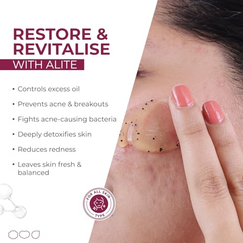 Image of Alite Anti-Acne Face Wash with Black Charcoal Beads | Acne Prevention & Detoxification | Dermatologically Tested (100 g (Pack of 5))