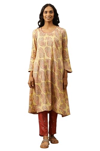 Kurta en viscose imprimée jaune W, fini les vêtements lourds et inconfortables