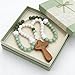 JULYXI Baby Boy Baptism Silicone Rosary, God Bless First Rosary with Cross, Christian Catholic Communion Gift for Baby Shower & Baptism Party Supplies (Green, Square)