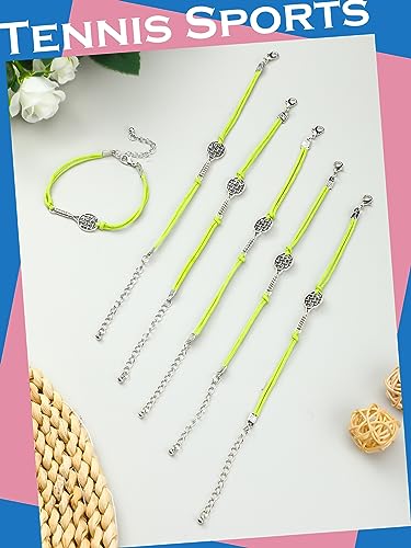 Crowye 24 Pcs Tennis Bracelet Jewelry for Women Adjustable Braided Wax Rope Tennis Racket Charm Bracelet Gifts for Women Men Teams Players Birthday Friendship2